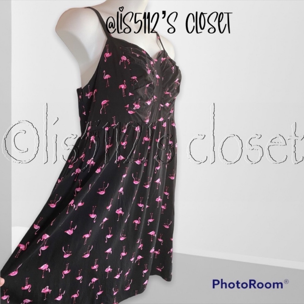 Torrid Black & Pink Flamingo Print Challis Sundress Dress 3X - Picture 6 of 16